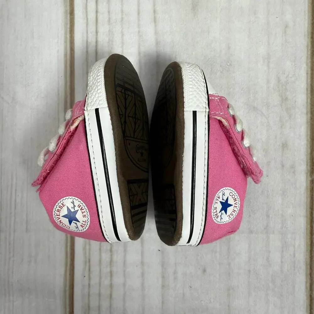 Converse All Star Crib Shoes Toddler Infant Pink Canvas Lace Up Sneakers Size 1